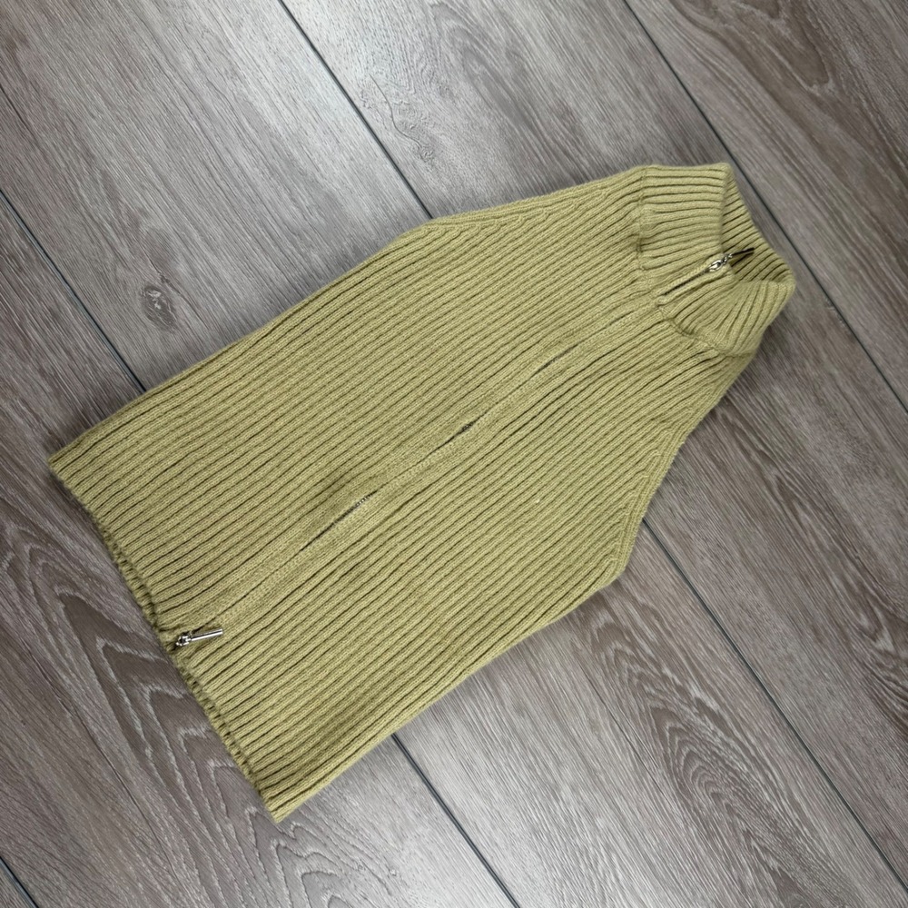 Princess Polly Women Tank Top Ribbed Knit Full Zip Mock Neck Green S/M